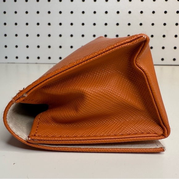 Tory Burch Vibrant Orange Leather Sunglasses Case Authentic Gold Magnetic Design - Picture 6 of 17